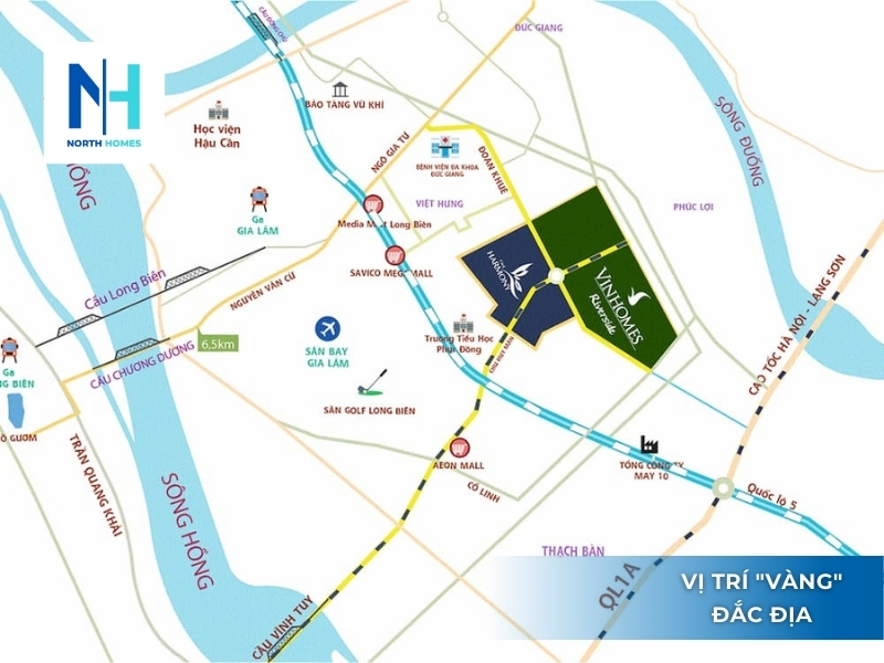 Vinhomes Riverside sở hữu vị trí "vàng" đắc địa