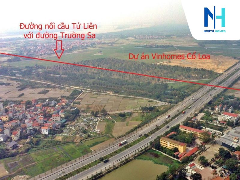 Vị trí Vinhomes Cổ Loa nhìn từ phía cầu Đông Trù