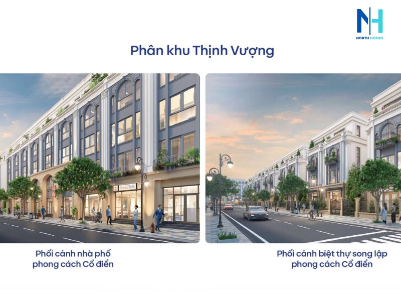 các loại hình nhà phố phân khu Thịnh Vượng