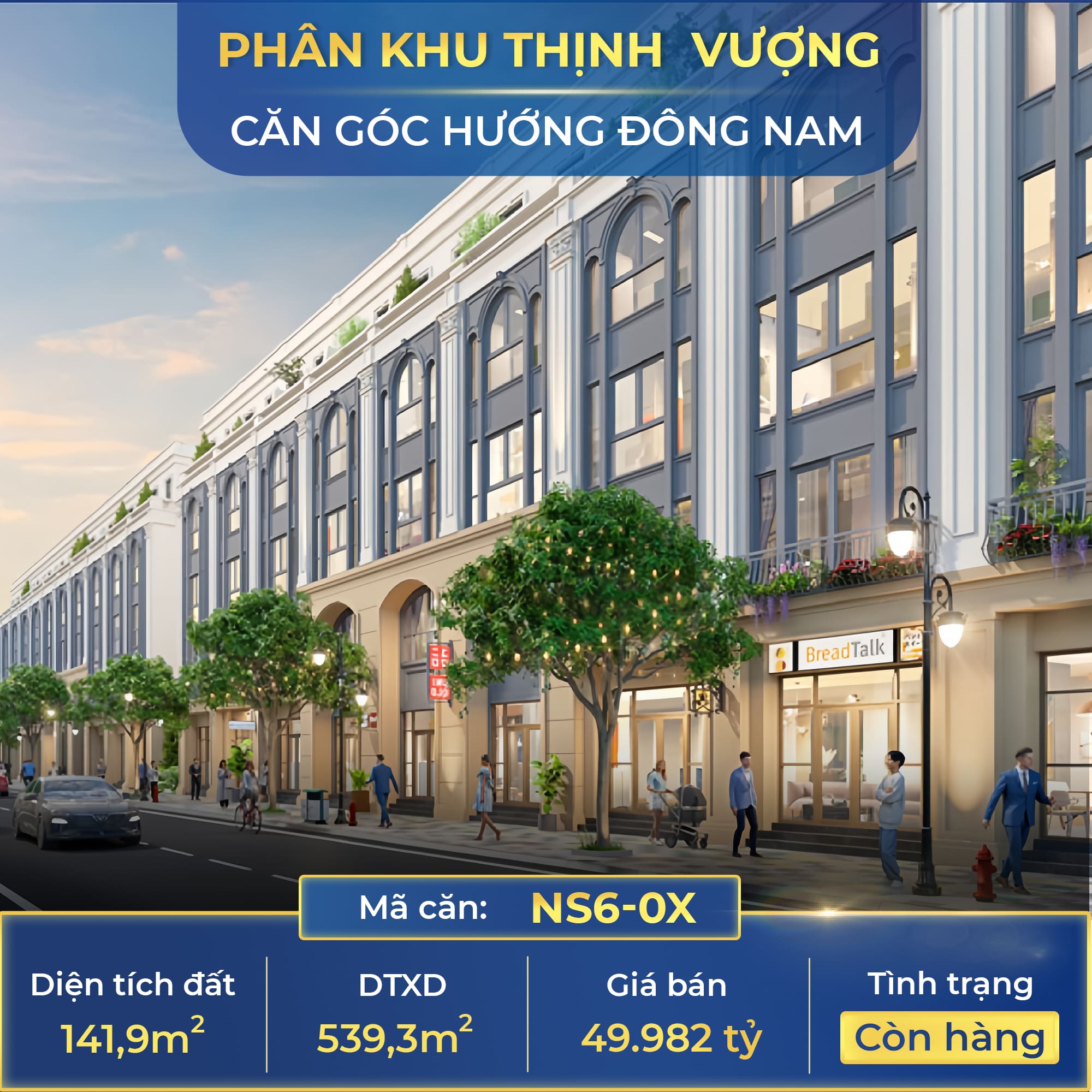 Căn góc phân khu Thịnh Vượng
